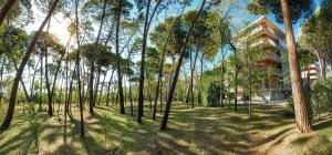 a building in the middle of a forest of trees at I Velieri in Cesenatico