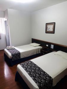 a room with two beds and a picture on the wall at Pekin Palace Hotel in Araçatuba +31 photos