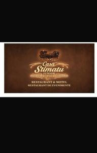 a sign for a chocolate bar with a horse on it at Motel Casa Stimatu in Bărcăneşti
