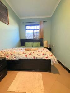 a bedroom with a large bed with a window at Maliasili Apartments in Mwanza