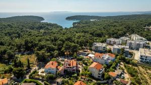 an aerial view of a town with houses and the ocean at Captain's Escape - Spa City View in Mali Lošinj