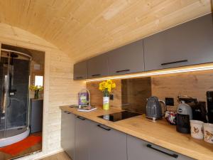 a kitchen with a sink and a counter top at Little Oaks in Dingwall