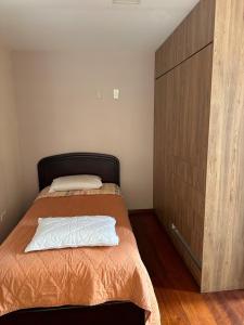 a bedroom with a bed and a wooden cabinet at Kasa Akiro in Juivi
