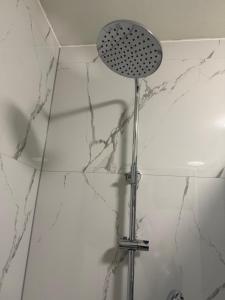 a shower in a bathroom with marble walls at Rosabell in Imotski +49 photos