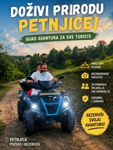 a magazine cover with two men riding a quad atv on a dirt road at Rastoder Ponor in Petnjica