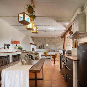 a large kitchen with a sink and a counter at Casa Yolanda in Bojar