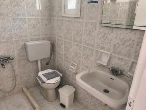 a bathroom with a toilet and a sink at Gliko Onoiro in Lefkos Karpathou
