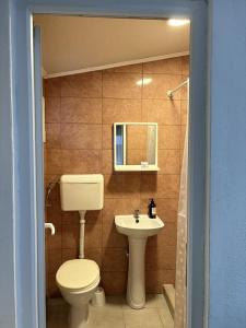 a bathroom with a toilet and a sink at Apartments Sole1 in Sutomore +38 photos