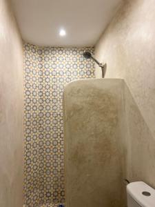 a bathroom with a shower and a toilet at windora essaouira in Essaouira