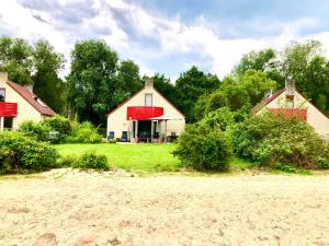 a house with a red roof on a grass field at 5 - Persons Lakeside 41 Bungalow in Ewijk