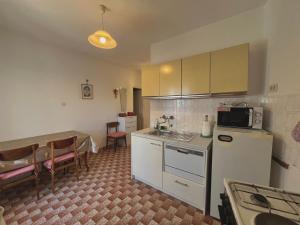 a kitchen with a refrigerator and a table and chairs at APARTMAN RUŽICA in Cres