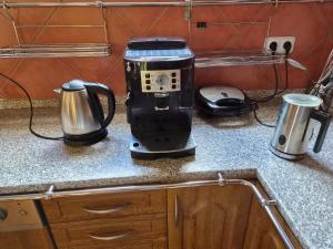 a coffee maker on a counter in a kitchen at Vila Rozmital in Příbram