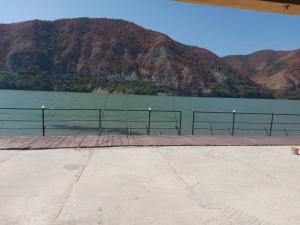 a view of a lake with mountains in the background at Casa de vacanță la Dunăre in Sviniţa +2 photos