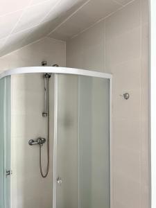a shower with a glass door in a bathroom at ThaiThanee COZY HOUSE in Palanga +60 photos