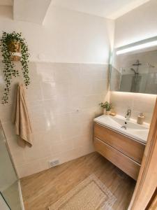 a bathroom with a sink and a mirror at Maison de rue: Auch in Auch +12 photos