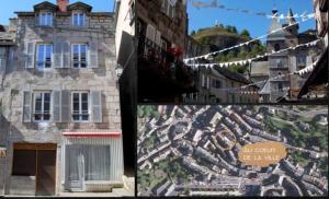 a collage of photos with a picture of a city at Le Loft des Remparts in Murat
