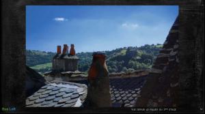 a painting of vases on top of a roof at Le Loft des Remparts in Murat