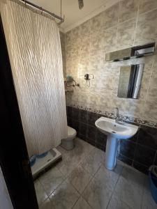 a bathroom with a sink and a toilet at Marseilia Resort in Al Ḩammām +7 photos