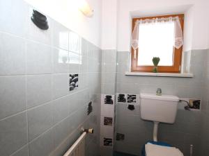a bathroom with a toilet and a window at Veronika in Fulpmes