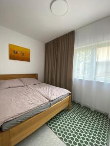 a bedroom with a bed and a window at Apartmany Vir DaRa in Vir