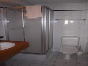 ヴェルビエにあるEtoile du Sud 108のバスルーム(シャワー、トイレ、シンク付)