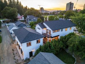 an aerial view of a house in a neighborhood at Beautiful new home in Sanders Beach! in Coeur d'Alene