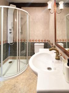 a bathroom with a shower and a sink and a toilet at Alojamiento rural cerca de Bilbao in Basauri +27 photos