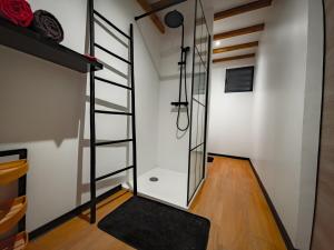 a small room with a ladder and a mirror at L'écrin d'Amaroa in Fort-de-France