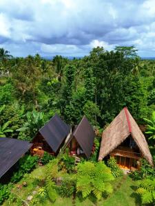 an aerial view of a resort in the jungle at Girang Rinjani Bungalows in Tetebatu