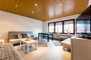 a living room with a couch and a table at Apart2Stay Dormagen in Dormagen
