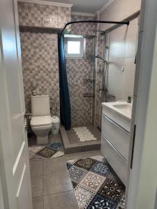 a bathroom with a shower and a toilet and a sink at A&C Studio Techirghiol in Techirghiol +7 photos