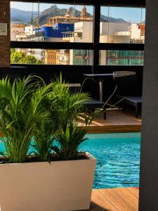 a view of a swimming pool from a building at Hotel Condestable Iranzo in Jaén