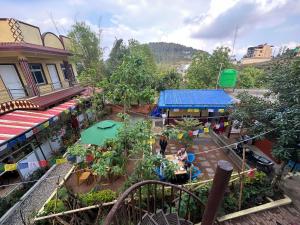 an overhead view of a market with a playground at Pahuna Ghar Homestay in Tānsen