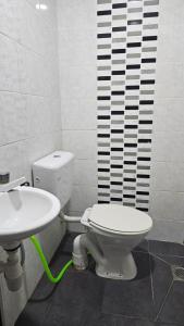 a bathroom with a toilet and a sink at kiwi budget hotel in Rawang