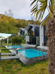 a house with a swimming pool in a yard at DD's Roof Villas in Ardeşen