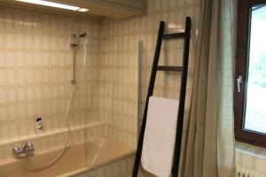 a bathroom with a shower and a bath tub at Dorfchalet in Goldegg +45 photos