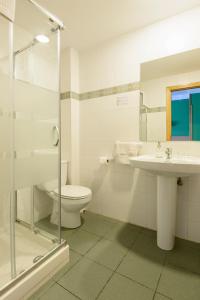 a bathroom with a toilet and a sink at Hotel de Montaña Uson in Hecho