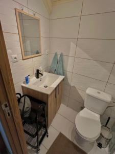 a bathroom with a toilet and a sink at Cozy House with Douro View in Lamego