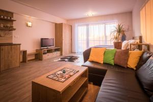un salon avec un canapé et une télévision dans l'établissement Studio A105 Stary Smokovec HREBIENOK, à Starý Smokovec