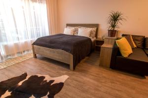 une chambre avec un lit et un canapé dans l'établissement Studio A105 Stary Smokovec HREBIENOK, à Starý Smokovec 48 autres photos