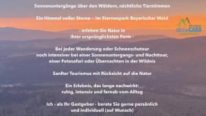 a page of a flyer with mountains in the background at Haus Farbenklang in Zwiesel +35 photos