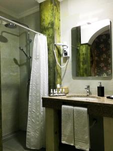 a bathroom with a shower and a sink at Casa do Largo - Golegã - Turismo de Habitação in Golegã