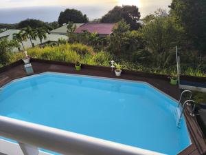 a swimming pool with a view of a garden at Villa de la montagne in Pointe-Noire