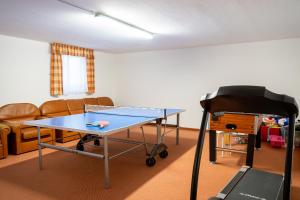 a ping pong table in a living room with a couch at Franzerhof in Mittersill