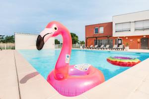 a pink swan float in a swimming pool at Appart'City Confort Toulouse Aéroport Cornebarrieu in Cornebarrieu +30 photos