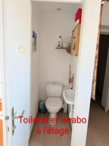 a bathroom with a toilet and a sink at Maison de vacances Hameau de la Grande baie À 200m de la plage ! in Dolus-d'Oléron +8 photos