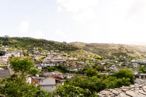 a view of a town on a hill at Martin Villa 2 in Gjirokastër
