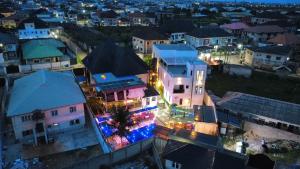 an overhead view of a city at night at DE Lounge Inn in Ikorodu