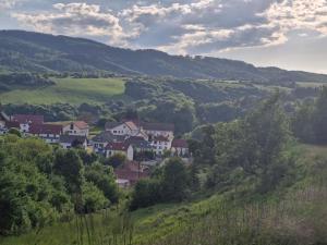 a group of houses on a hill in a valley at Hotel Rural Irati selva de Irati in Jaurrieta