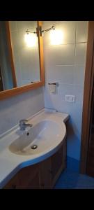 a bathroom with a sink and a mirror at B&B Hannelore in Vilminore +19 photos